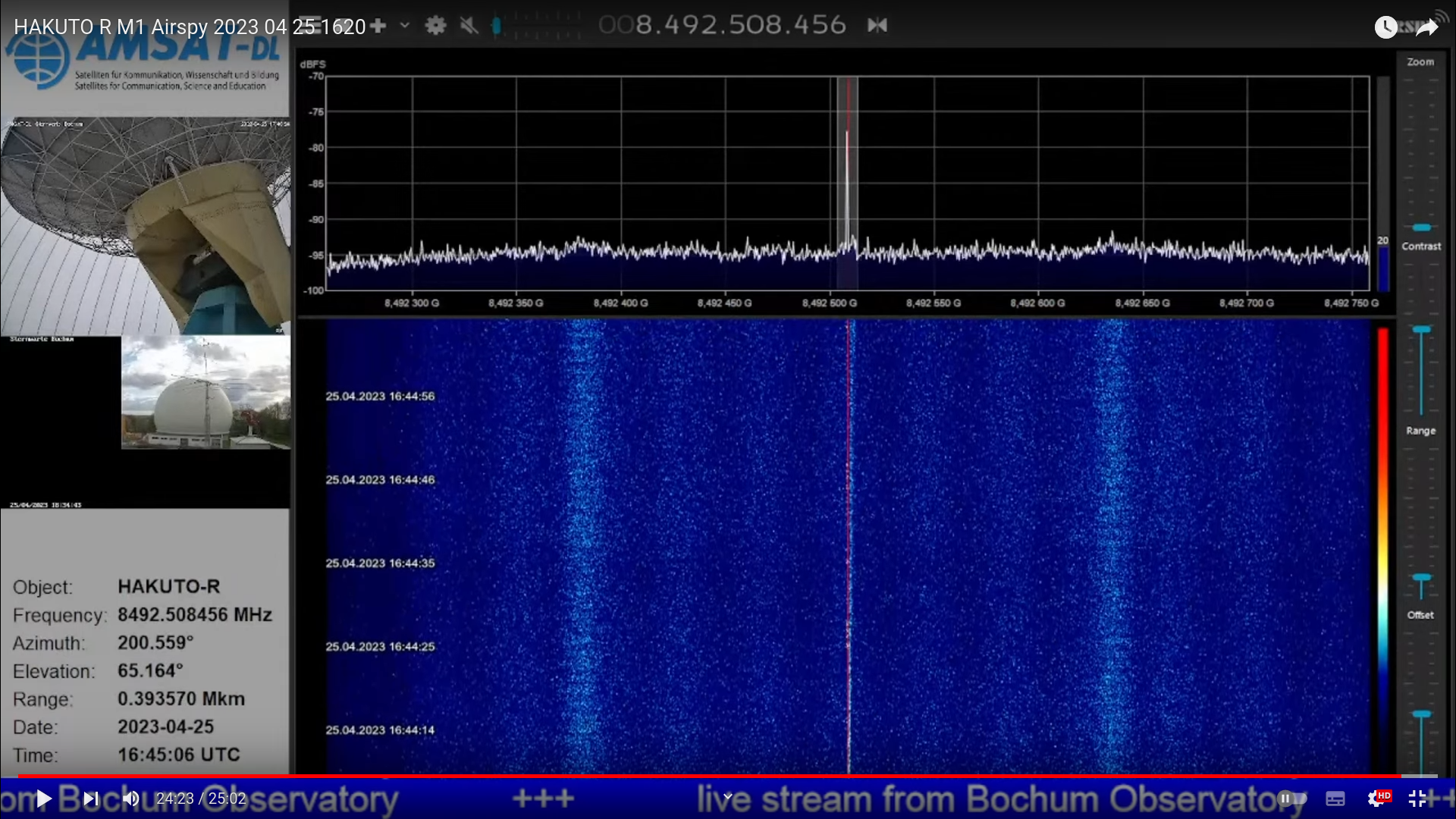 Fig05: AirSpy waterfall display showing signal reflection.